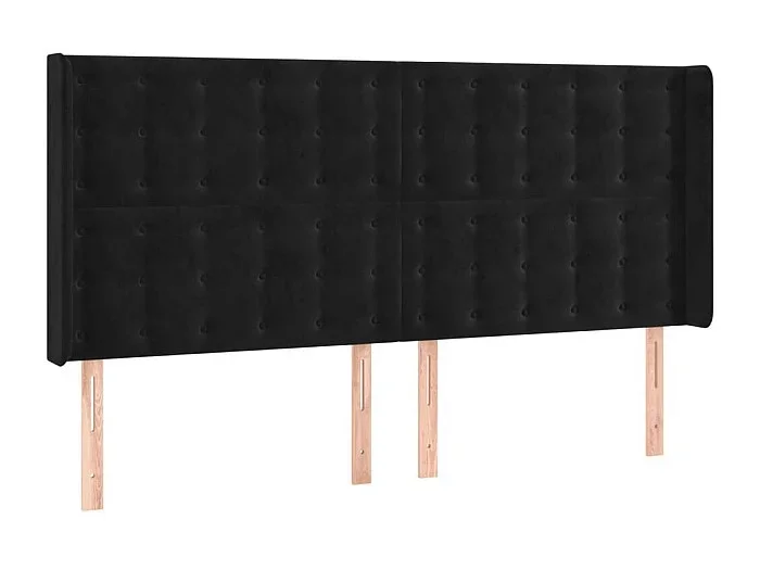 Cabecero con orejas de terciopelo negro 163x16x118/128 cm ES56971