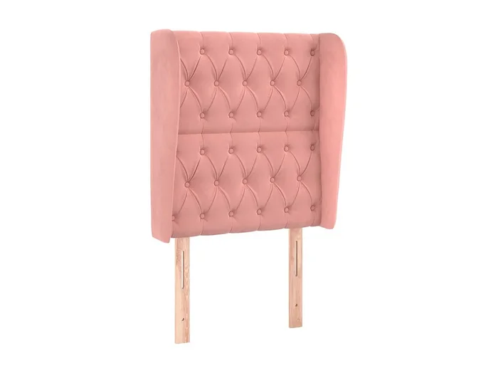 Cabecero con orejas de terciopelo rosa 83x23x118/128 cm ES24220