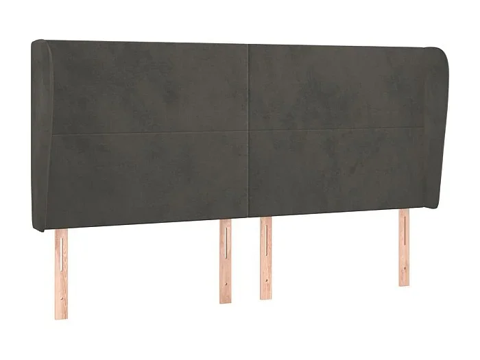 Cabecero con orejas Gris oscuro 203x23x118/128 cm Terciopelo