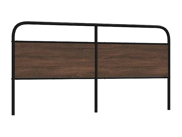 Cabecero de acero y madera de ingeniería marrón roble 200 cm