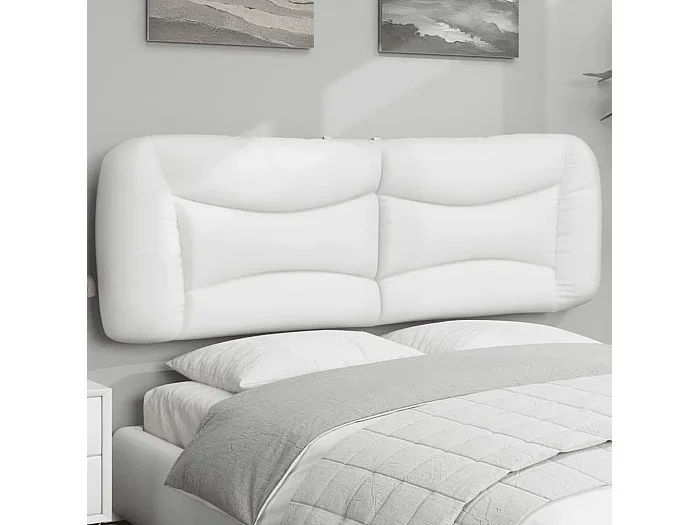 Cabecero de cama acolchado cuero sintético blanco 160 cm