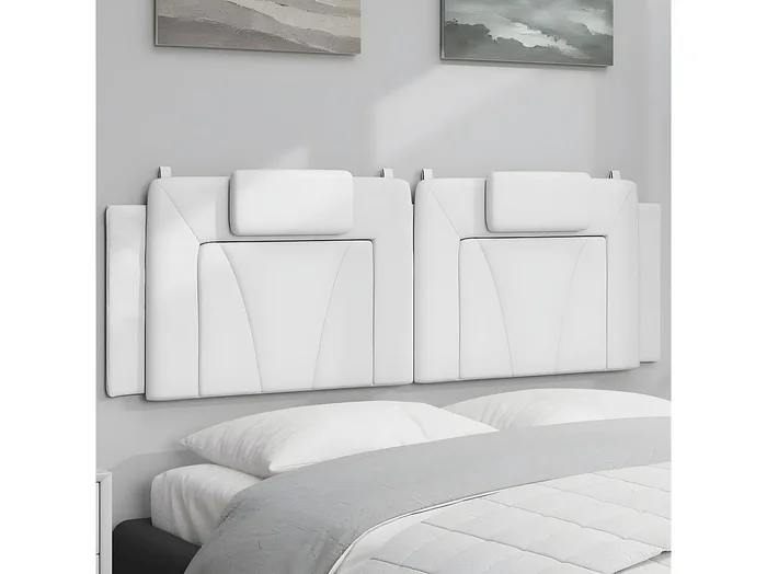 Cabecero de cama acolchado cuero sintético blanco 160 cm