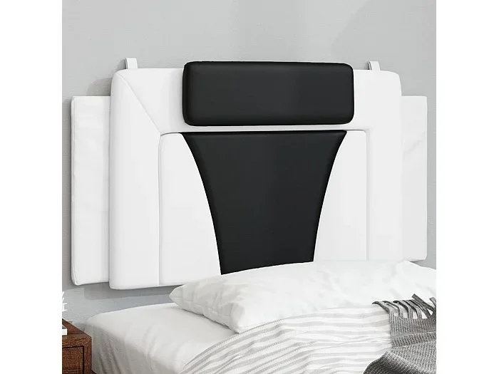 Cabecero de cama acolchado cuero sintético blanco negro 100 cm