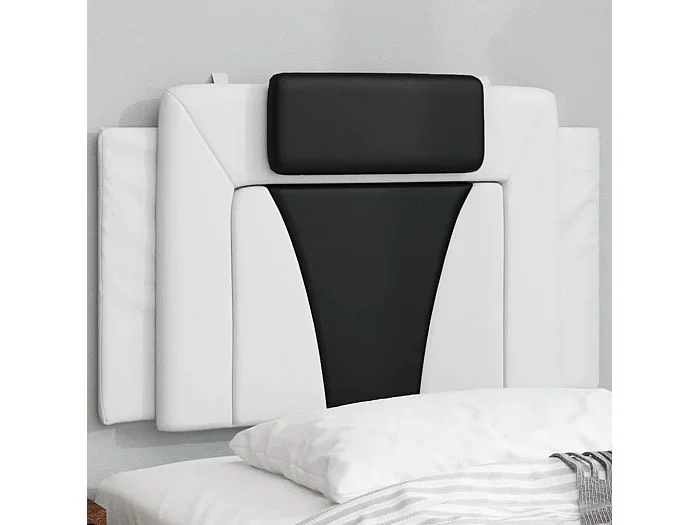 Cabecero de cama acolchado cuero sintético blanco y negro 80 cm ES928710