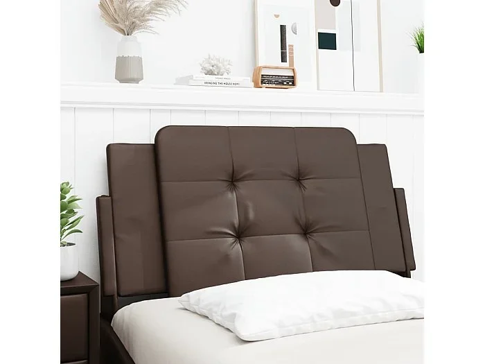 Cabecero de cama acolchado cuero sintético marrón 100 cm