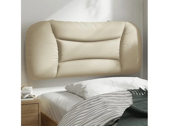 Cabecero de cama acolchado tela crema 80 cm