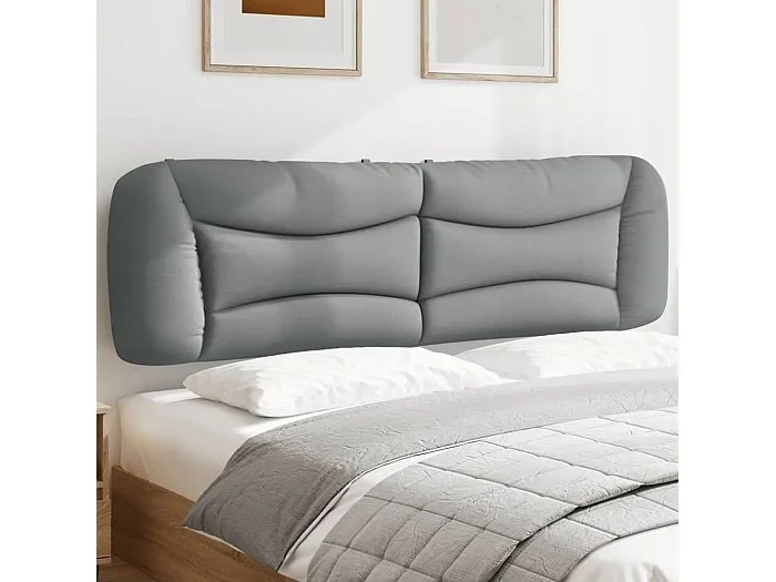 Cabecero de cama acolchado tela gris claro 180 cm