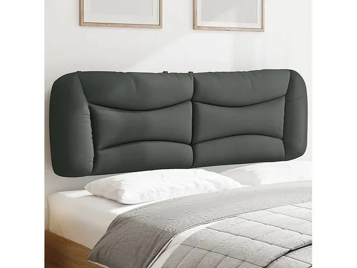 Cabecero de cama acolchado tela gris oscuro 160 cm