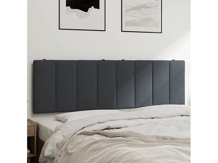 Cabecero de cama acolchado terciopelo gris oscuro 160 cm