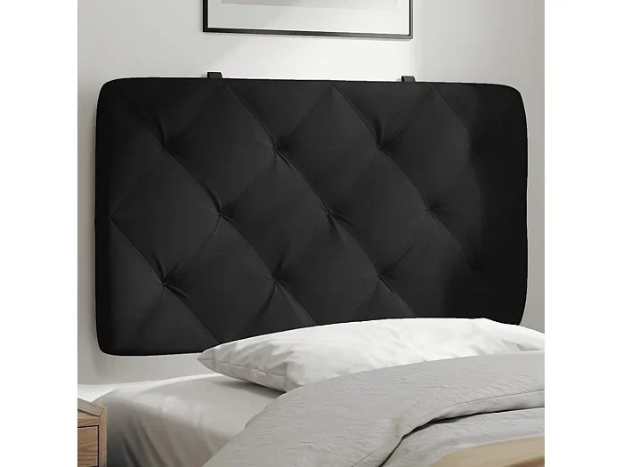 Cabecero de cama acolchado terciopelo negro 90 cm