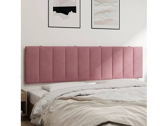 Cabecero de cama acolchado terciopelo rosa 180 cm