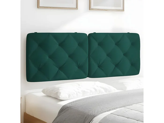 Cabecero de cama acolchado terciopelo verde oscuro 120 cm