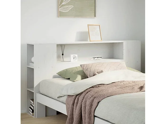 Cabecero de cama almacenaje madera maciza pino blanco 160 cm