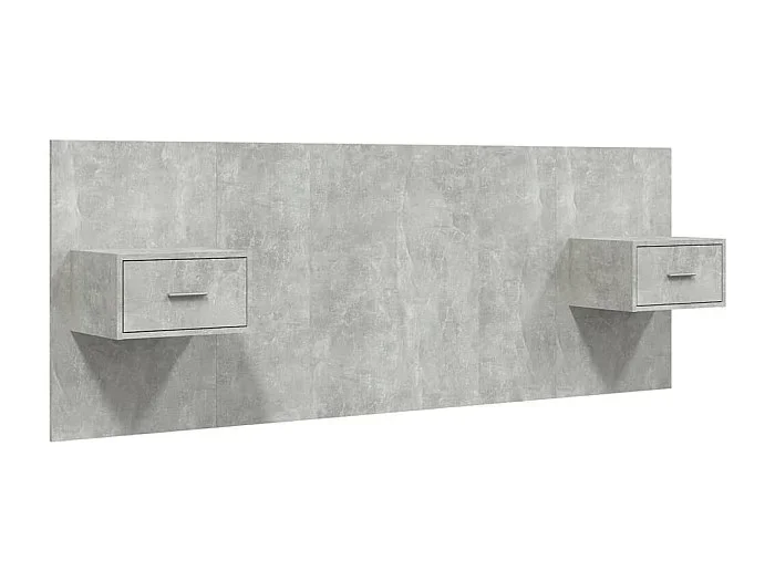 Cabecero de cama con mesitas madera contrachapada gris hormigón ES50847