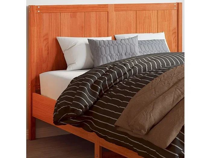Cabecero de cama madera maciza de pino marrón cera 135 cm ES57324
