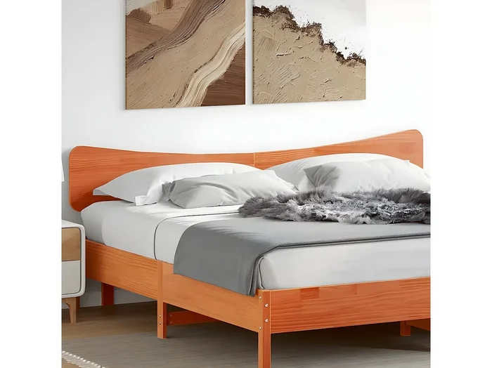 Cabecero de cama madera maciza de pino marrón cera 180 cm