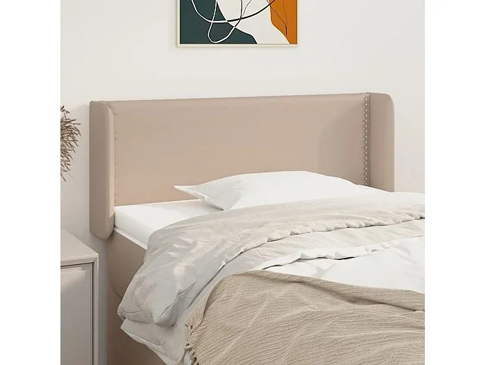 Cabecero de cuero sintético color capuchino 83x16x78/88 cm