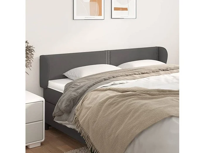 Cabecero de cuero sintético gris 203x23x78/88 cm