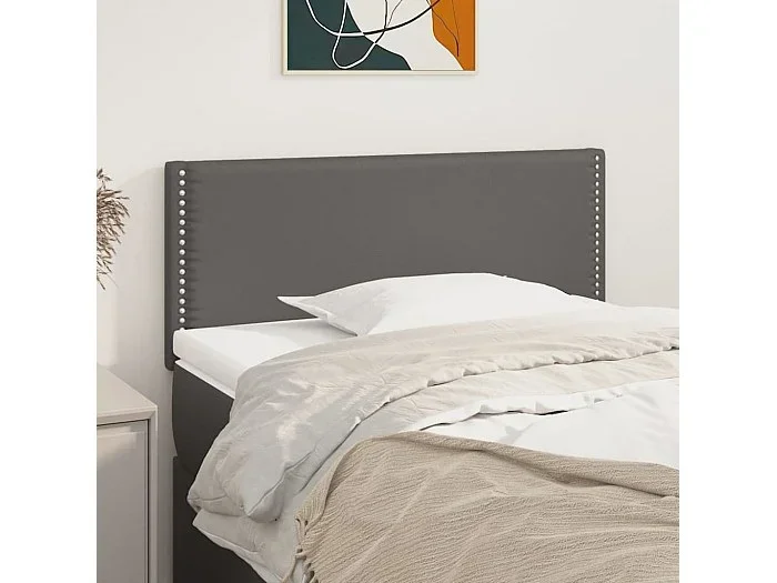 Cabecero de cuero sintético gris 80x5x78/88 cm