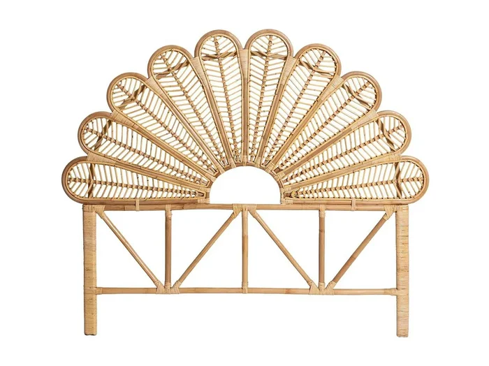 Cabecero de ratán Pavo real con almacenamiento, Made In Meubles