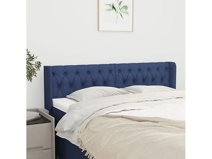 Cabecero de tela azul 147x16x78/88 cm