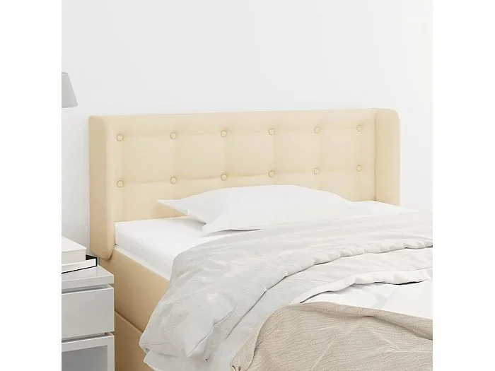 Cabecero de tela color crema 103x16x78/88 cm