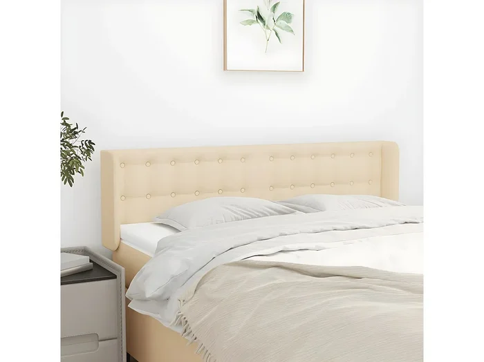 Cabecero de tela color crema 147x16x78/88 cm