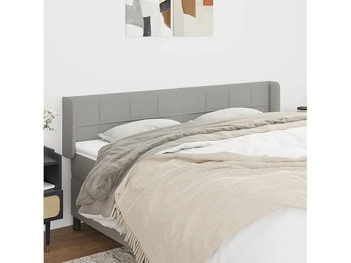 Cabecero de tela gris claro 183x16x78/88 cm