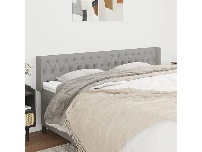 Cabecero de tela gris claro 183x16x78/88 cm