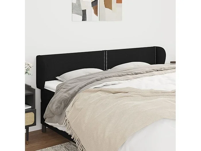 Cabecero de tela negro 203x23x78/88 cm