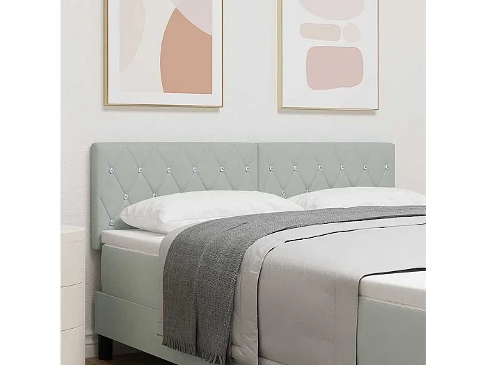 Cabecero de terciopelo Argyle gris claro de 160 cm.
