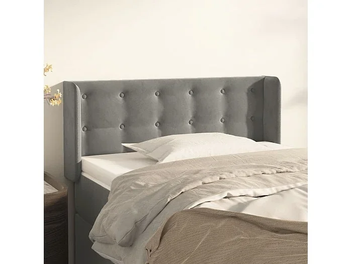 Cabecero de terciopelo gris claro 103x16x78/88 cm ES24023