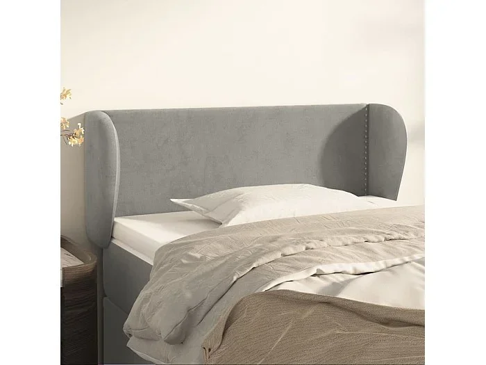 Cabecero de terciopelo gris claro 103x23x78/88 cm