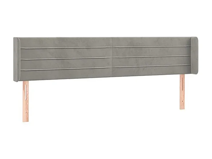 Cabecero de terciopelo gris claro 183x16x78/88 cm ES49733