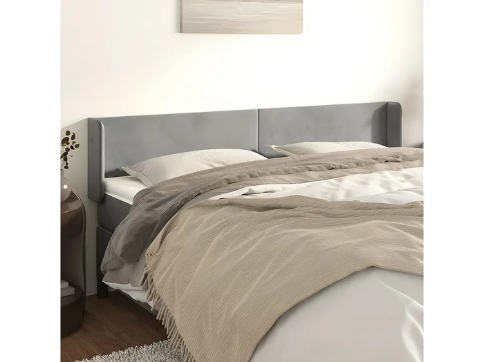 Cabecero de terciopelo gris claro 183x16x78/88 cm