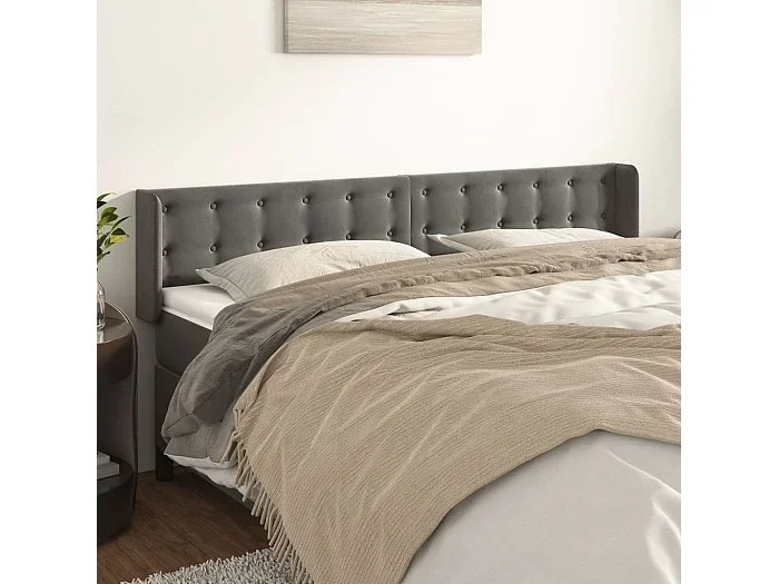 Cabecero de terciopelo gris oscuro 183x16x78/88 cm