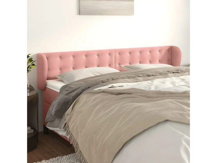 Cabecero de terciopelo rosa 183x23x78/88 cm