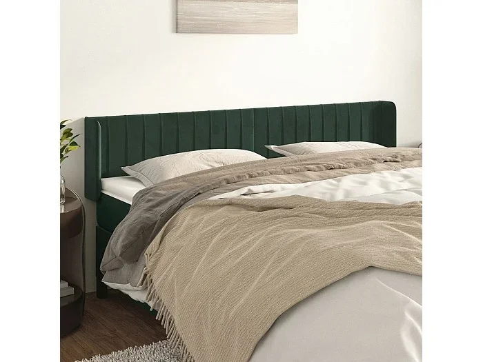 Cabecero de terciopelo verde oscuro 163x16x78/88 cm