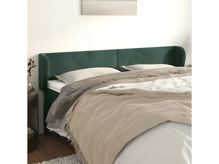 Cabecero de terciopelo verde oscuro 163x23x78/88 cm