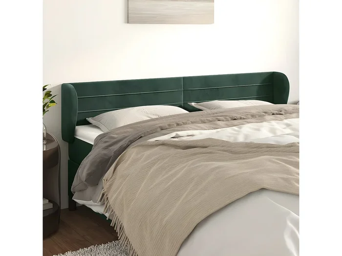 Cabecero de terciopelo verde oscuro 203x23x78/88 cm