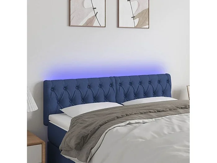 Cabecero LED azul 144x7x78/88 cm Tela