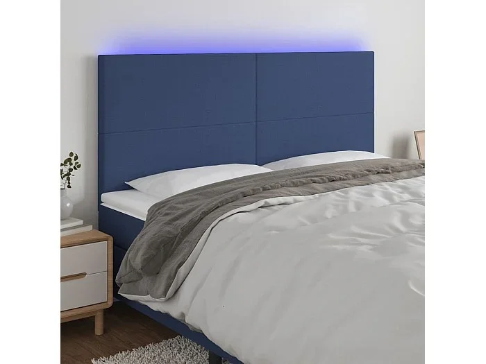 Cabecero LED azul 200x5x118/128 cm Tela
