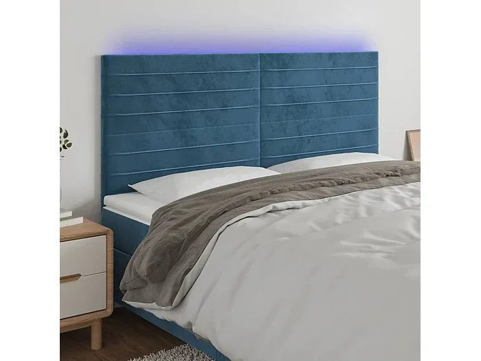 Cabecero LED Azul Oscuro 160x5x118/128 cm Terciopelo