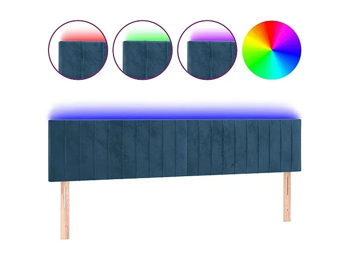 Cabecero LED Azul oscuro 160x5x78/88 cm Terciopelo