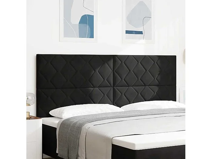 Cabecero LED con luces de tiras LED Negro 200 cm Terciopelo