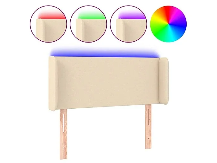 Cabecero LED Crema 103x16x78/88 cm Tela