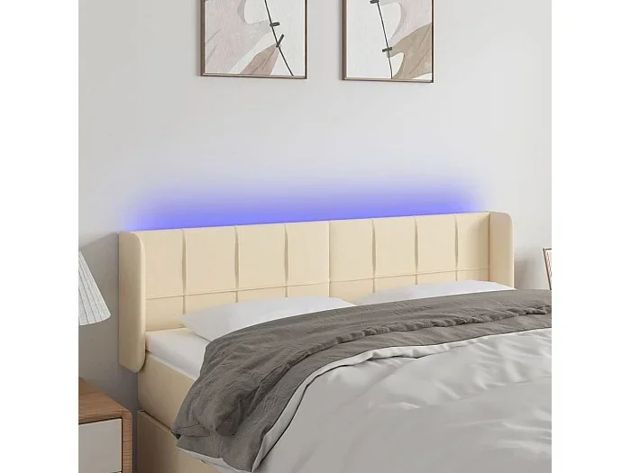 Cabecero LED Crema 147x16x78/88 cm Tela