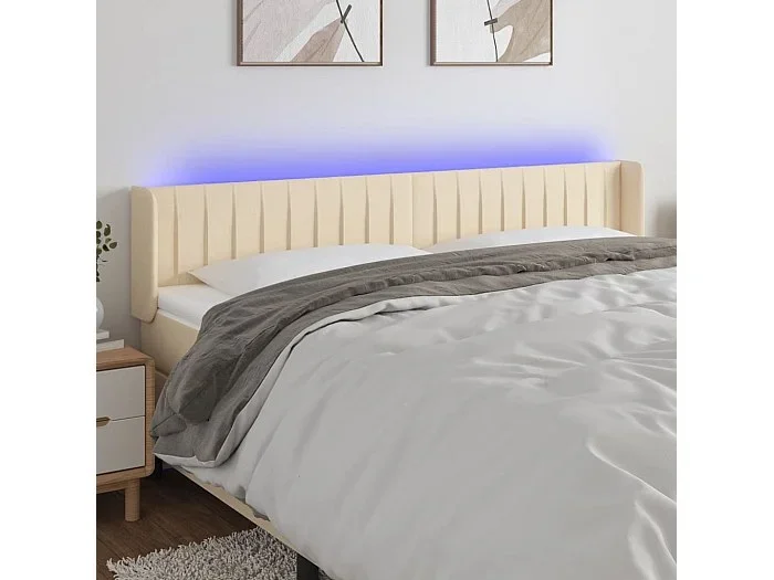 Cabecero LED Crema 183x16x78/88 cm Tela