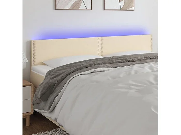 Cabecero LED Crema 200x5x78/88 cm Tela