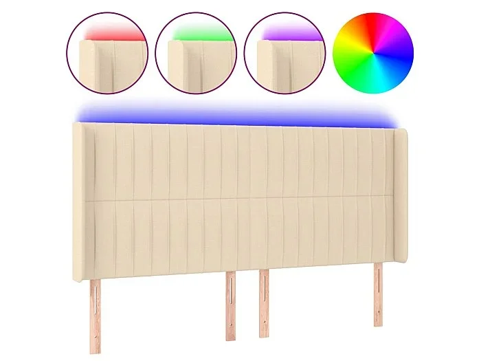 Cabecero LED Crema 203x16x118/128 cm Tela